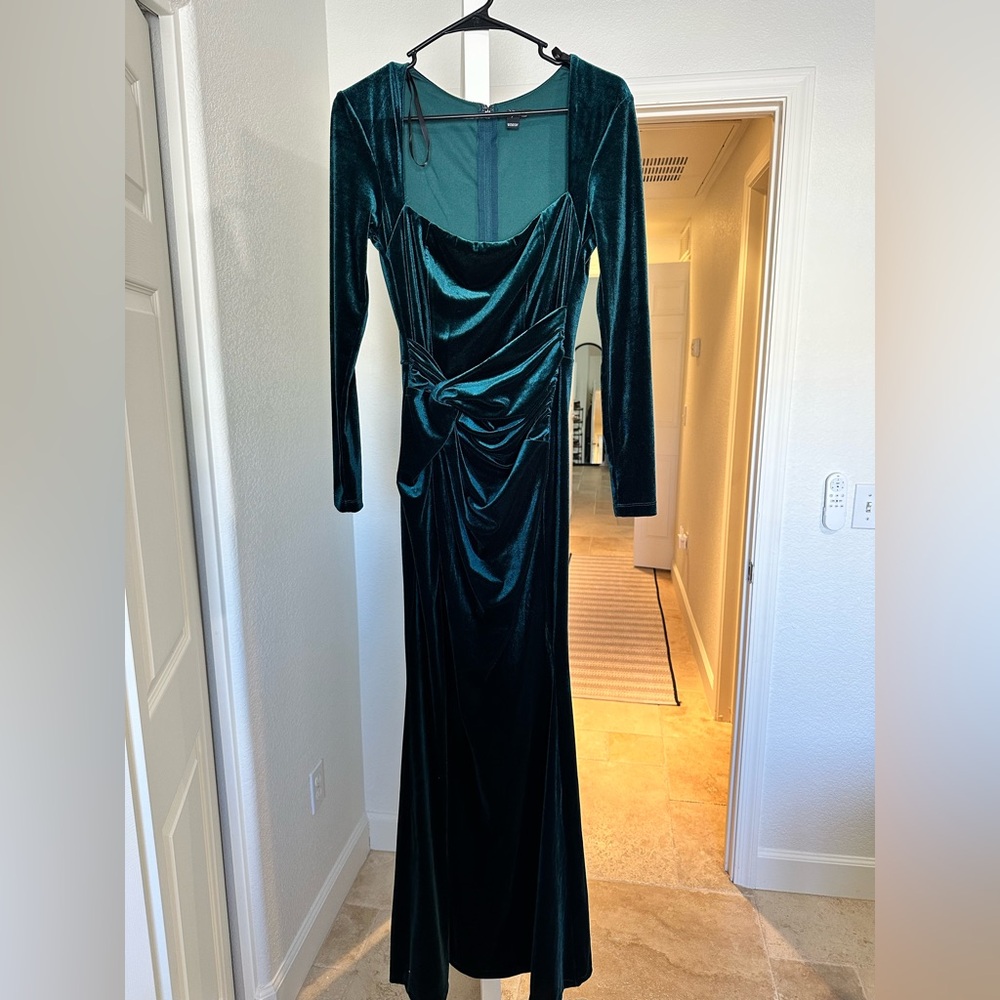 Velvet Long Sleeve Formal Dress
